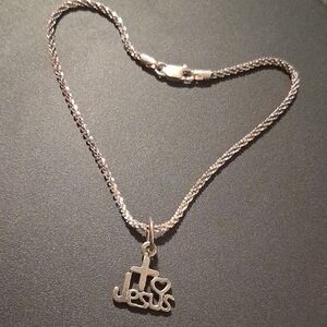 925 Italy Steeling Silver Faith Charm Bracelet 9 In. Long Diamond Cut Rope Chain